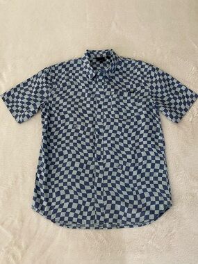 Vans Wade Checkerboard Short Sleeve Button-Up Shirt Size XL youth men’s (S)